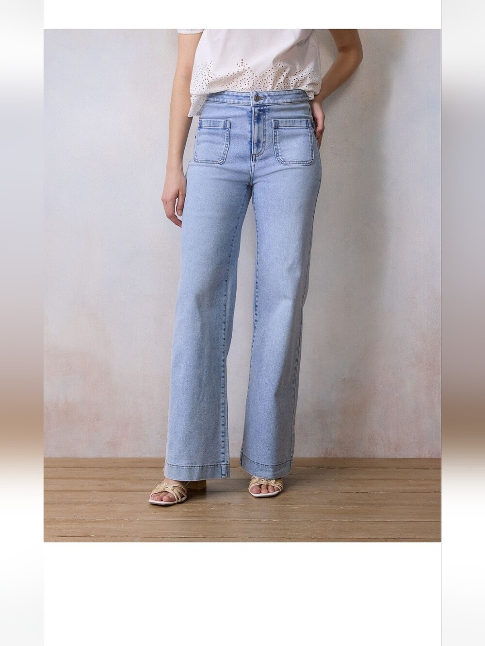 Wide-Leg Patch Pocket Jeans "Anthropologie Colette Inspired" SZ 6 L